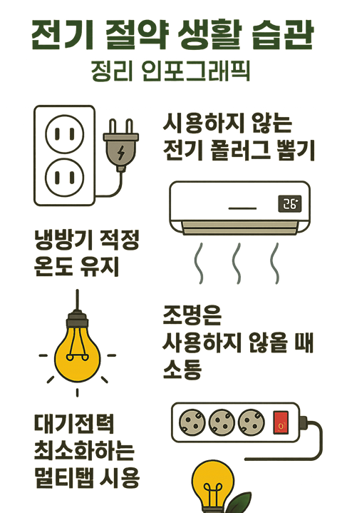 전기 절약 생활 습관 정리 인포그래픽