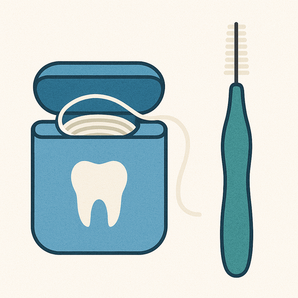 치실 사용법을 보여주는 일러스트