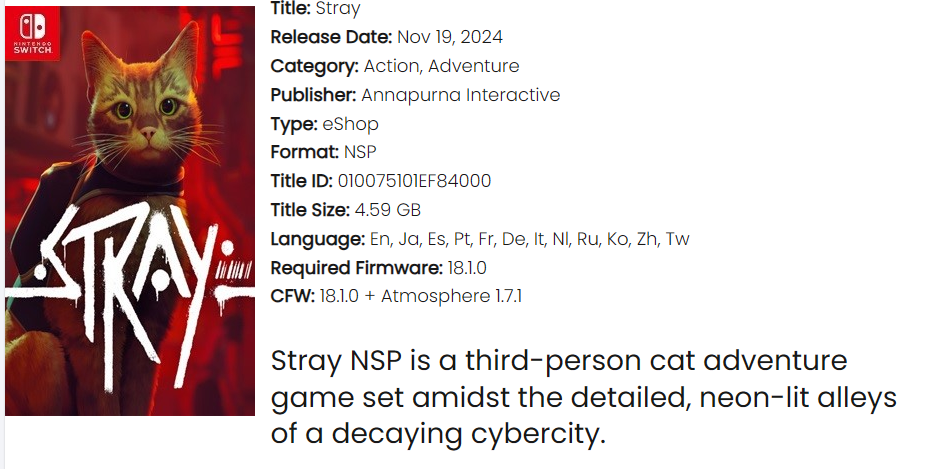 Stray NSP 무료 다운로드