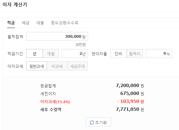 2년 9% 이자 계산