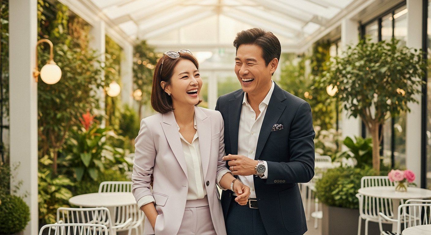 꾸준한 식물성 레티놀 관리로 완성된 5070 여성의 자신감 넘치고 윤기 나는 피부 모습