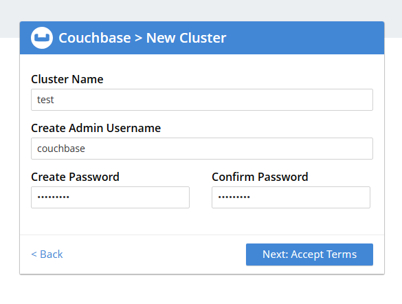 Setup New Cluster 설정 페이지 첫 화면