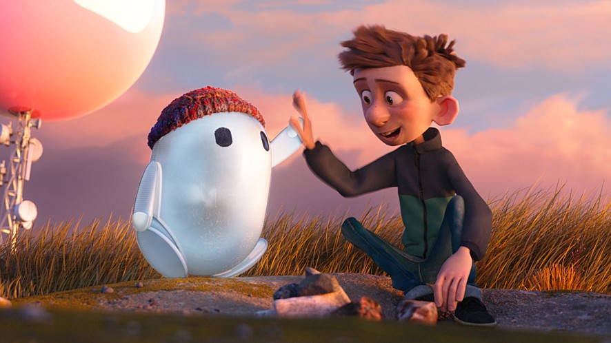 하이파이브 하는 인간과 로봇의 모습