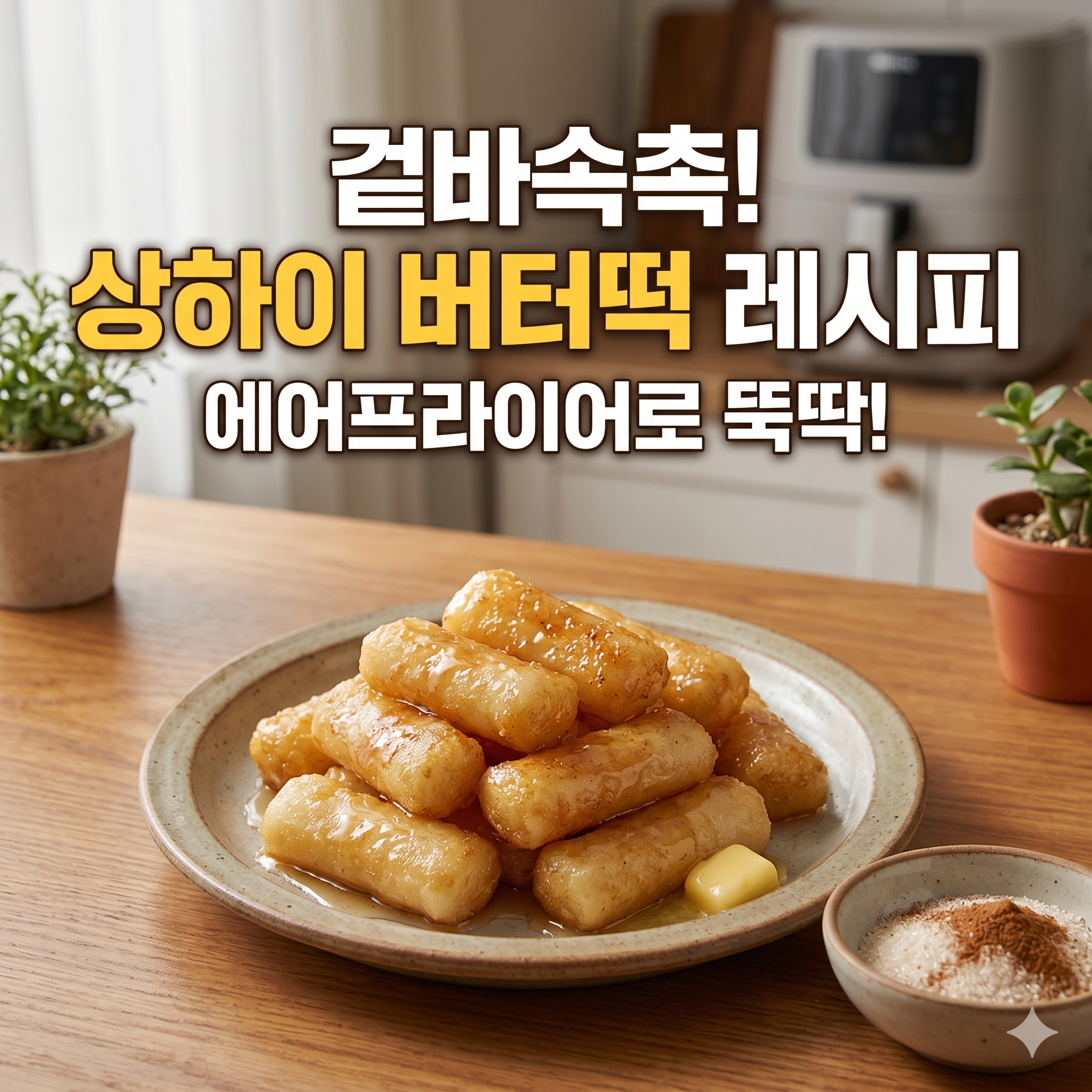겉바속촉의 끝판왕, 에어프라이어로 만드는 상하이 버터떡 레시피 완벽 정리