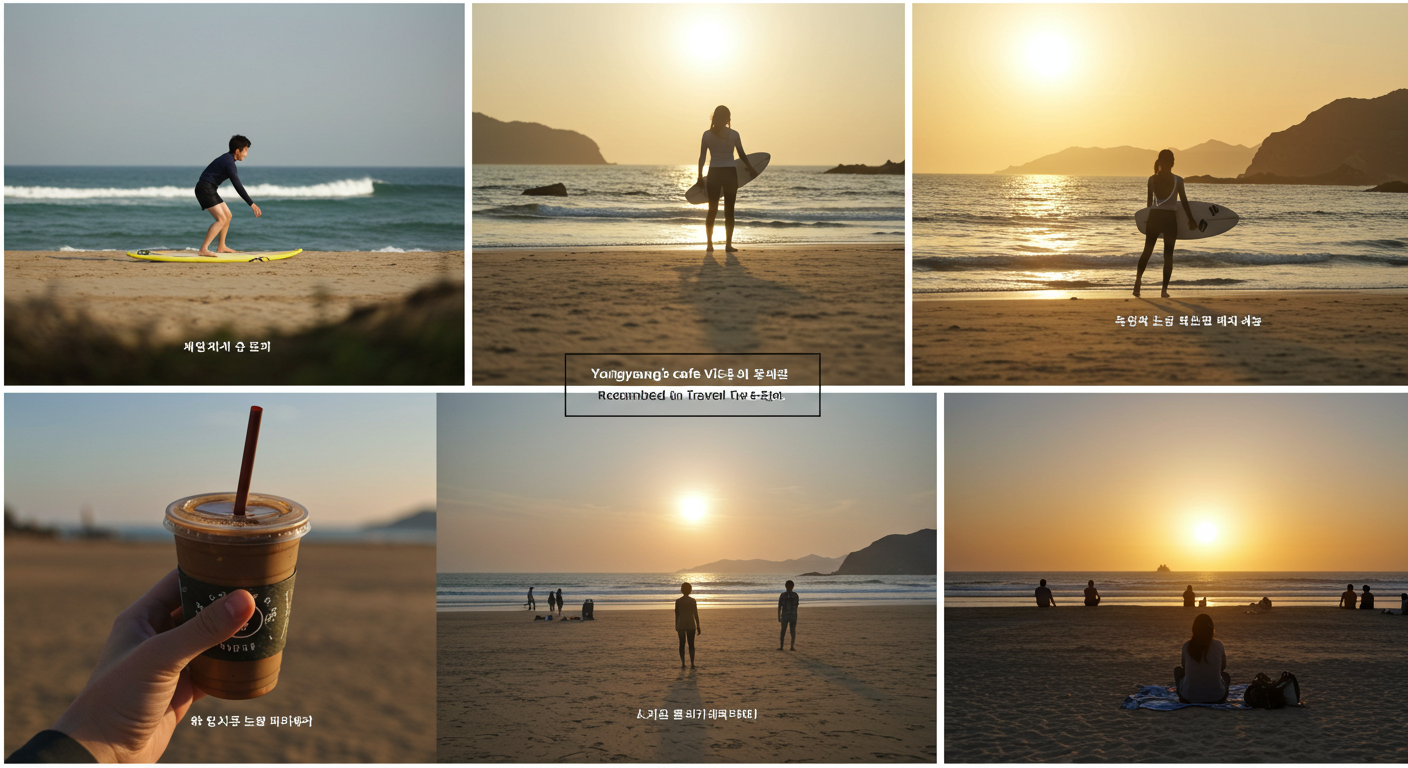 양양 바다뷰 카페 방문 팁: 오전의 한적함, 오후의 활기, 노을 시간대의 감성을 담은 이미지