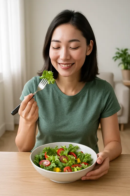 매일-샐러드를-먹었을-때-몸에-일어나는-긍정적인-변화를-시각적으로-표현한-이미지로-신선한-야채를-즐겁게-먹는-사람의-모습