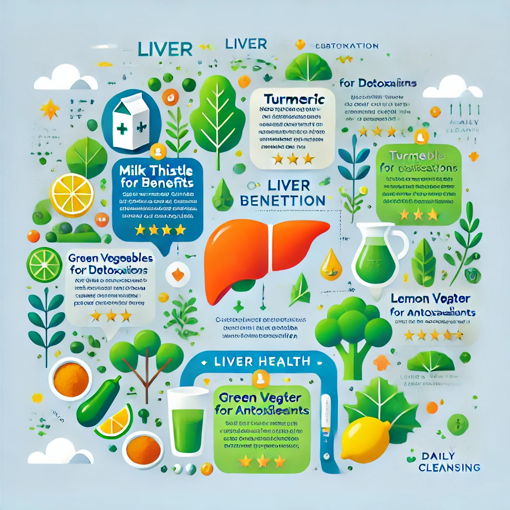 "간 건강을 위한 추천 식품: 밀크시슬, 강황, 녹황색 채소, 레몬수"