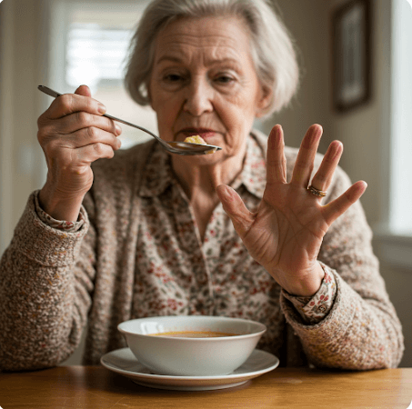 파킨슨병 초기 증상을 보이는 할머니