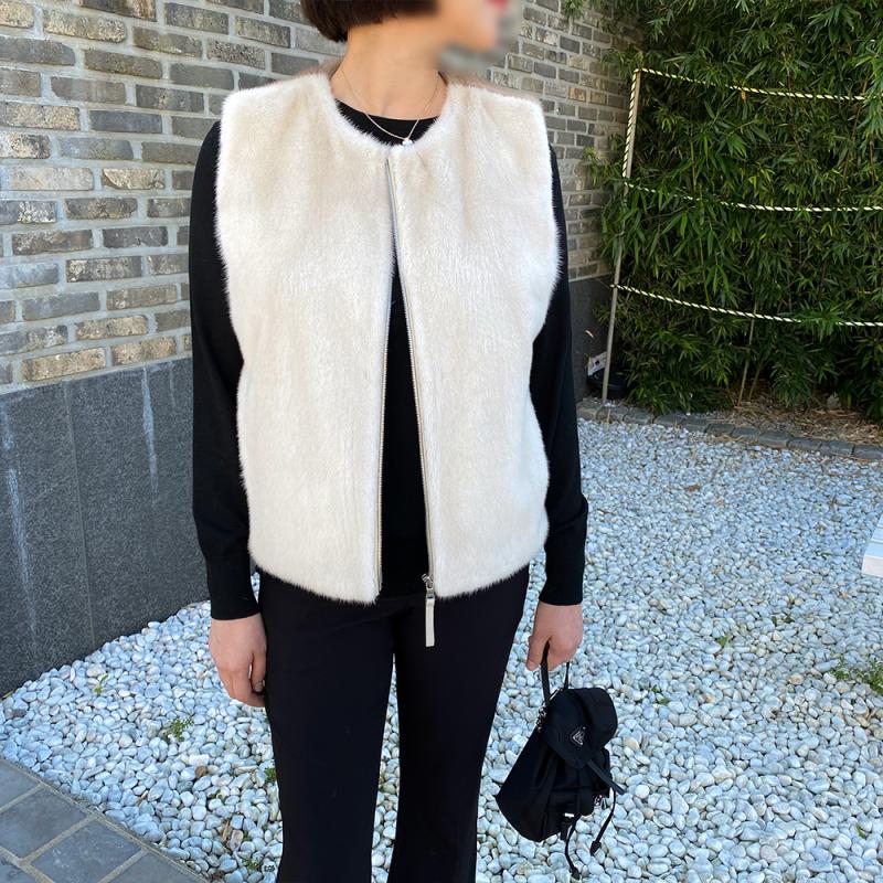 라운드 뒷주름 밍크 베스트 2color 모피 퍼 조끼