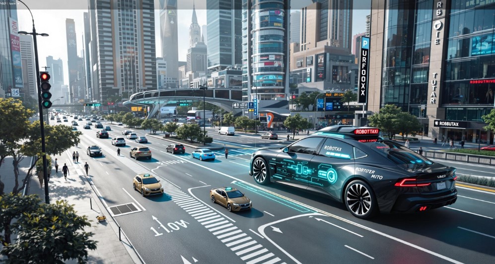 로봇택시와 우버 자율주행 관련 이미지