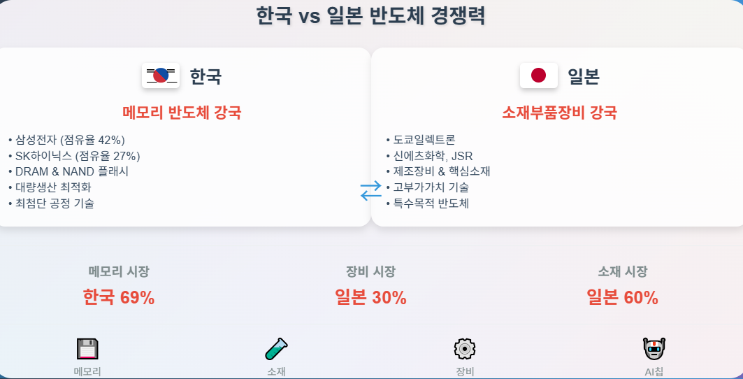 한국과 일본 반도체 경쟁력