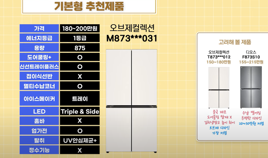 기본형 추천제품 사양