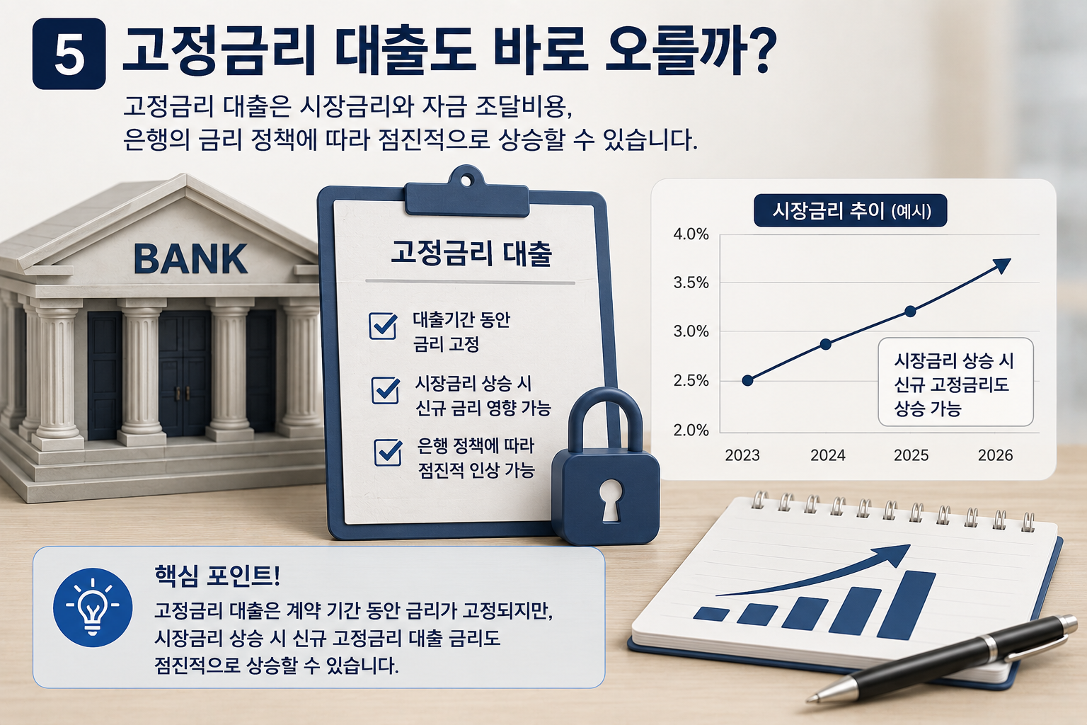 고정금리 대출과 기준금리 인상에 따른 신규 대출금리 영향