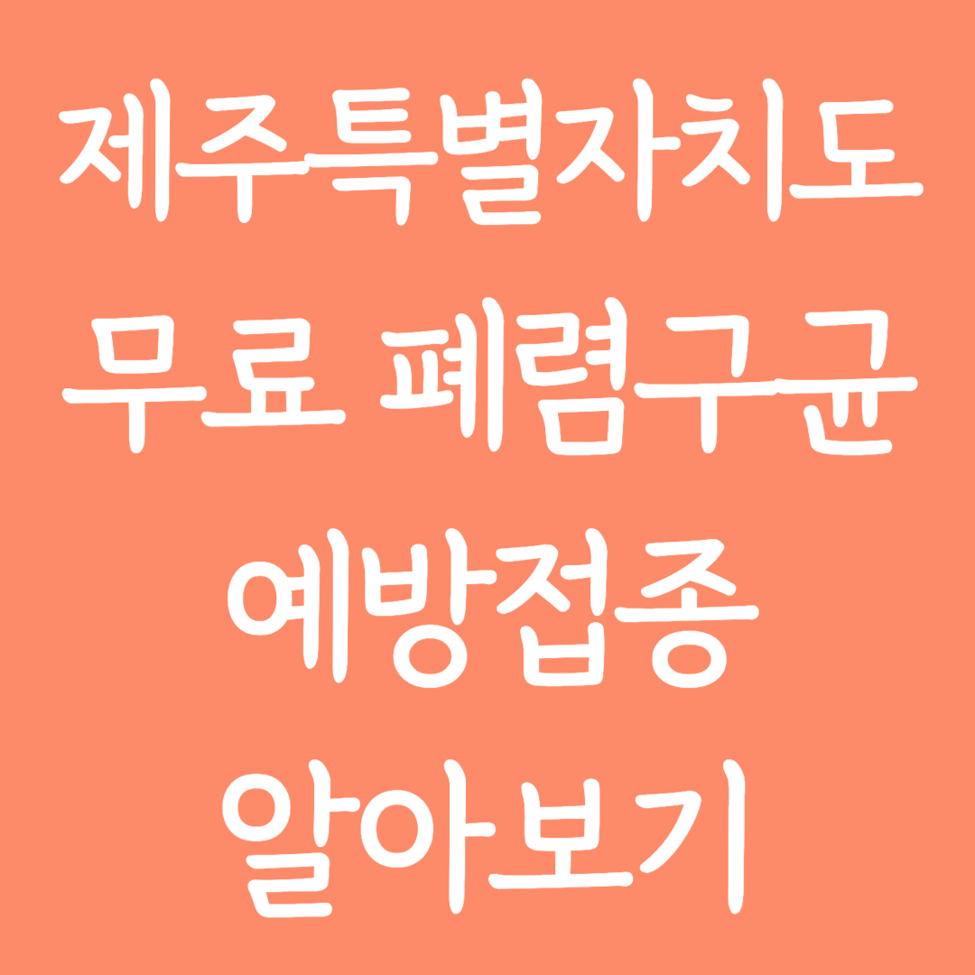 제주도 무료 폐렴구균 예방접종 알아보기