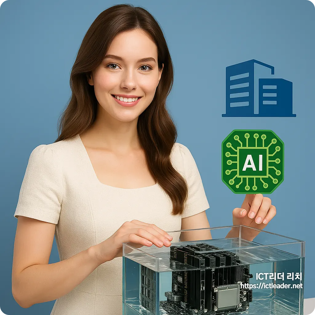 AI 데이터센터 액침냉각을 표현한 여성 모델 썸네일