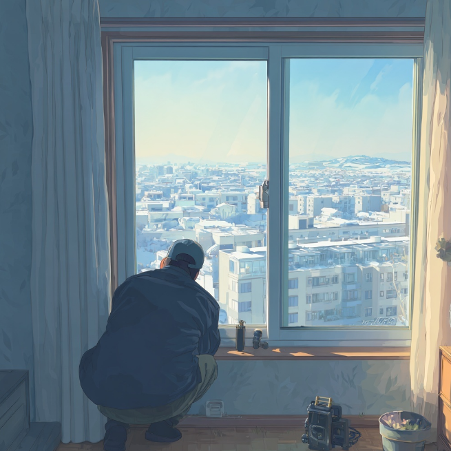 겨울철 창문 단열 시공장면