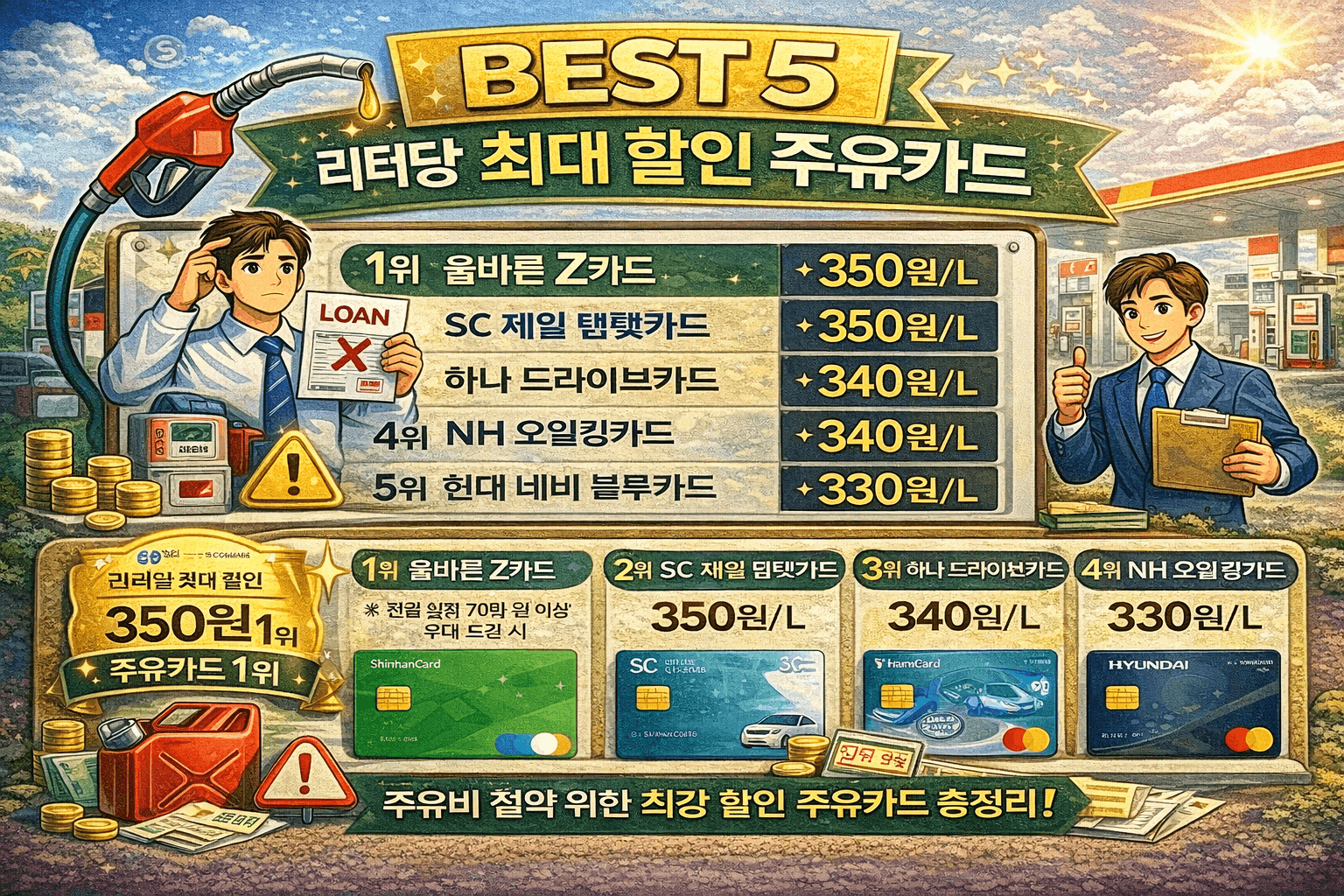 리터당 최대 할인되는 주유 카드 BEST 5