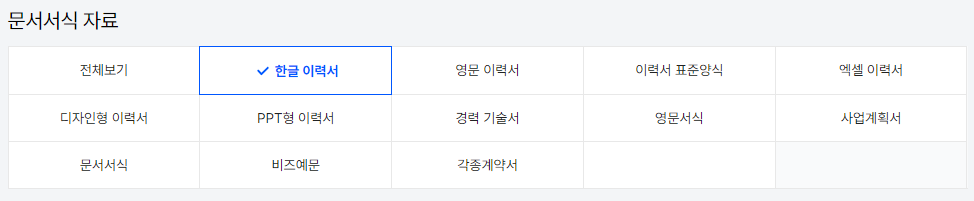 이력서 양식 무료다운로드(잡코리아)