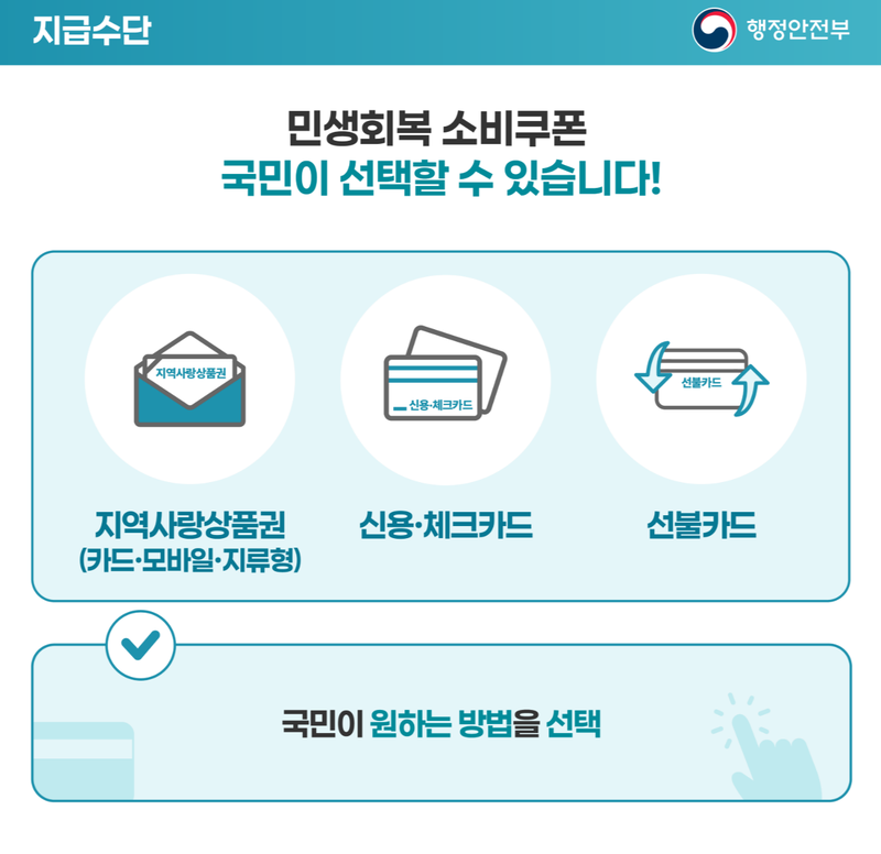 민생회복 소비쿠폰 국민이 선택가능