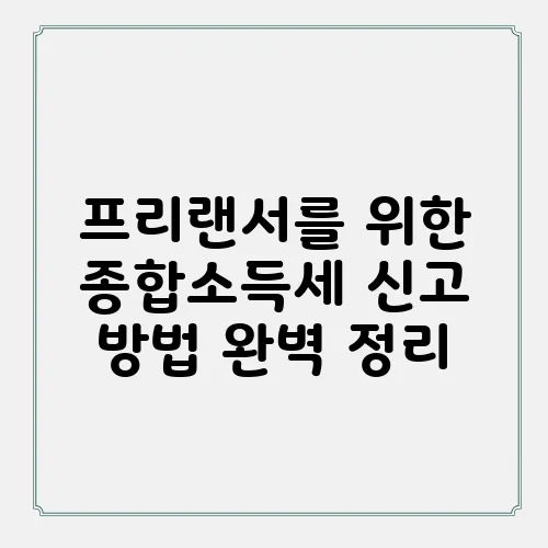프리랜서를 위한 종합소득세 신고 방법 완벽 정리