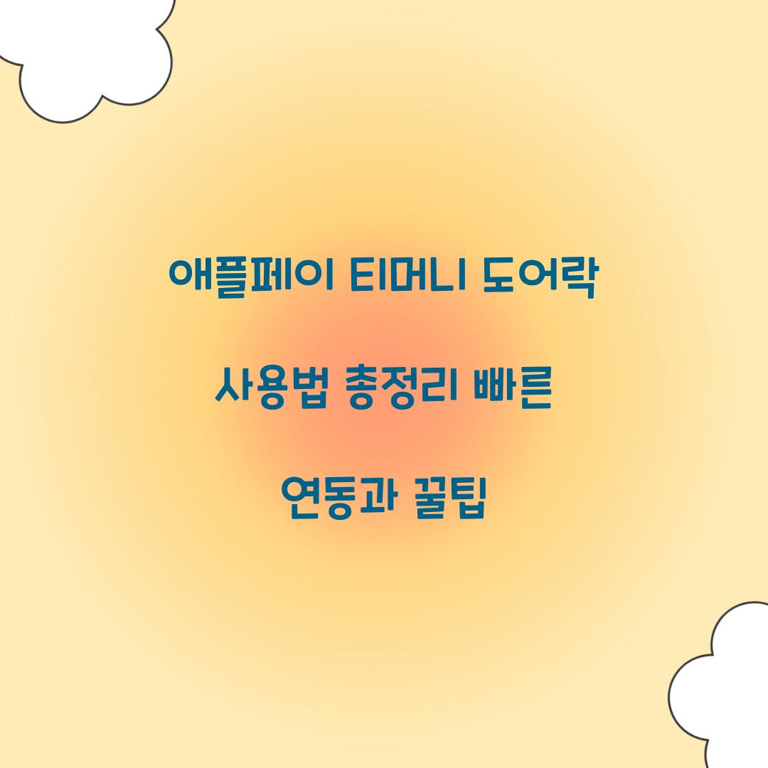 애플페이 티머니 도어락