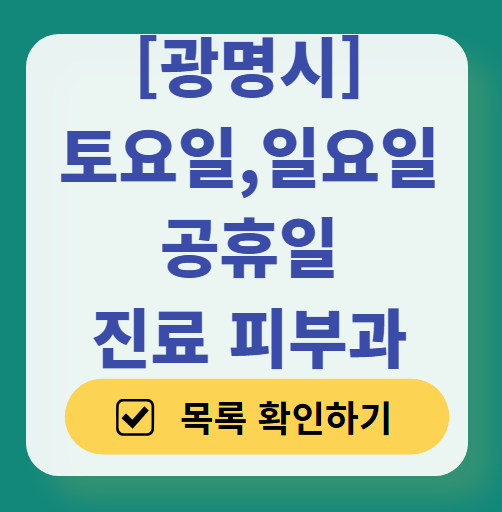 광명시 일요일 문 여는 피부과 ❘ 토요일, 주말, 공휴일 영업 피부과 (두드러기, 아토피, 습진, 피부염, 여드름 진료)