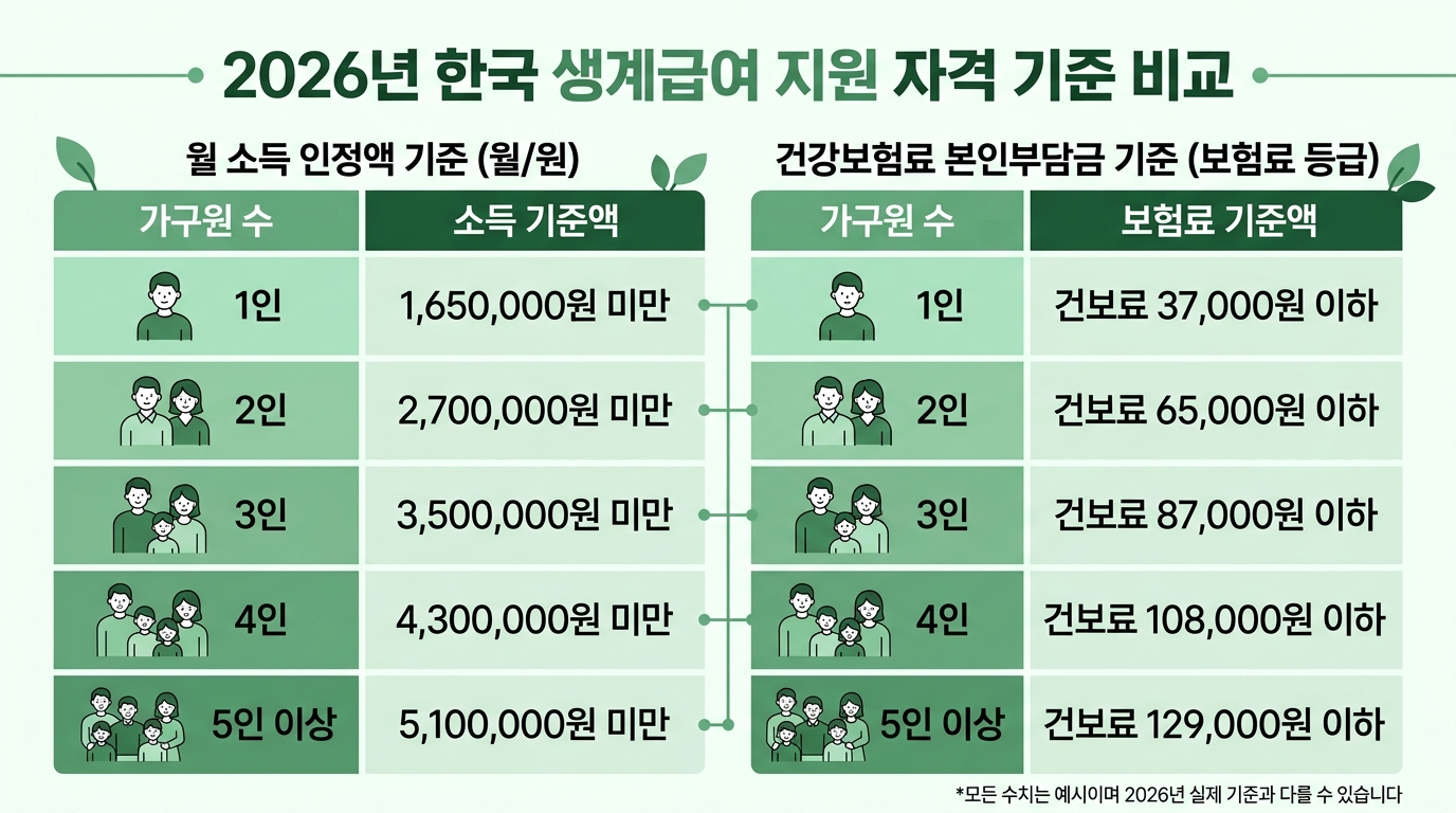 2026 민생지원금 소득 하위 70% 건강보험료 기준표 가구별