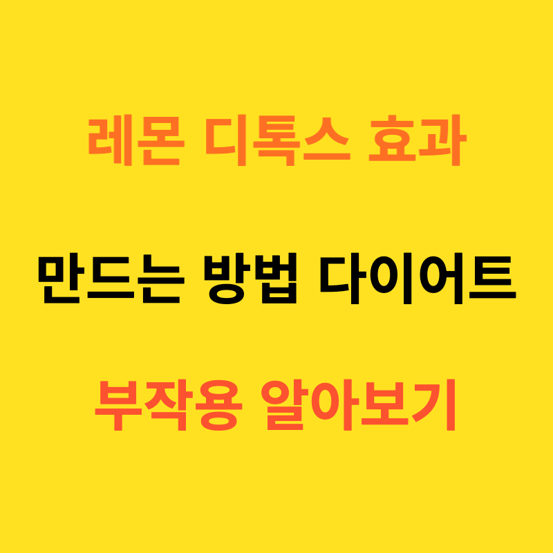레몬 디톡스 효과 만드는 법 다이어트 부작용
