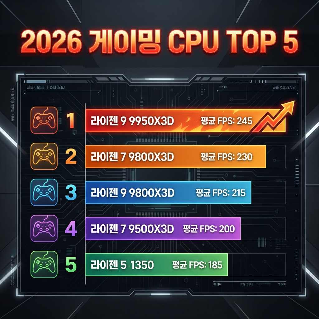 2026년 게이밍 CPU TOP 5 성능 그래프