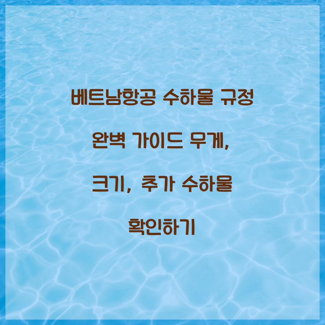 베트남항공 수하물 규정
