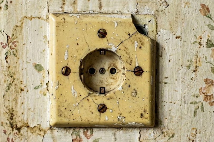 낡은 콘센트 커버 사진