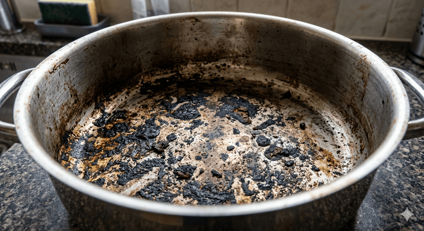 탄 냄비 이미지