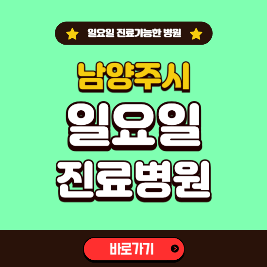 남양주시 일요일 진료 가능한 병원 ❘ 주말 문여는 곳 총정리 (소아과, 내과, 안과, 치과, 피부과, 정형외과, 산부인과)