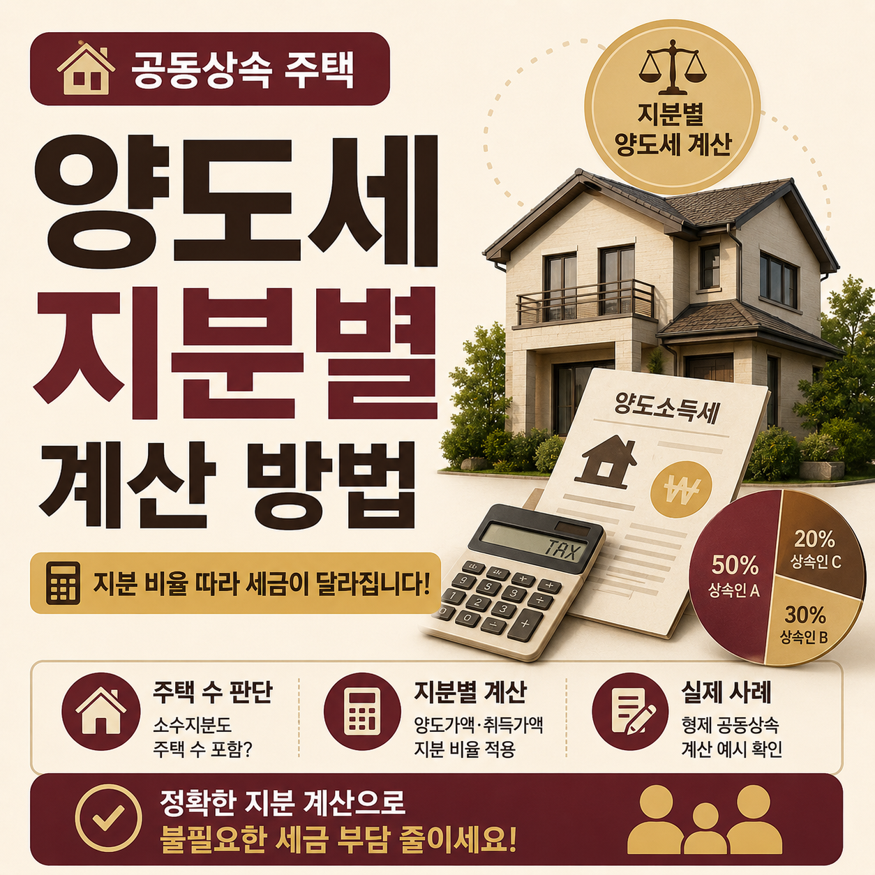 공동상속 주택 양도세 지분별 계산 안내 이미지
