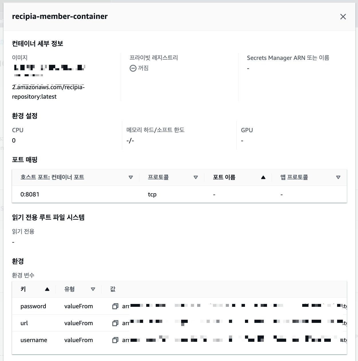 컨테이너 세부 정보