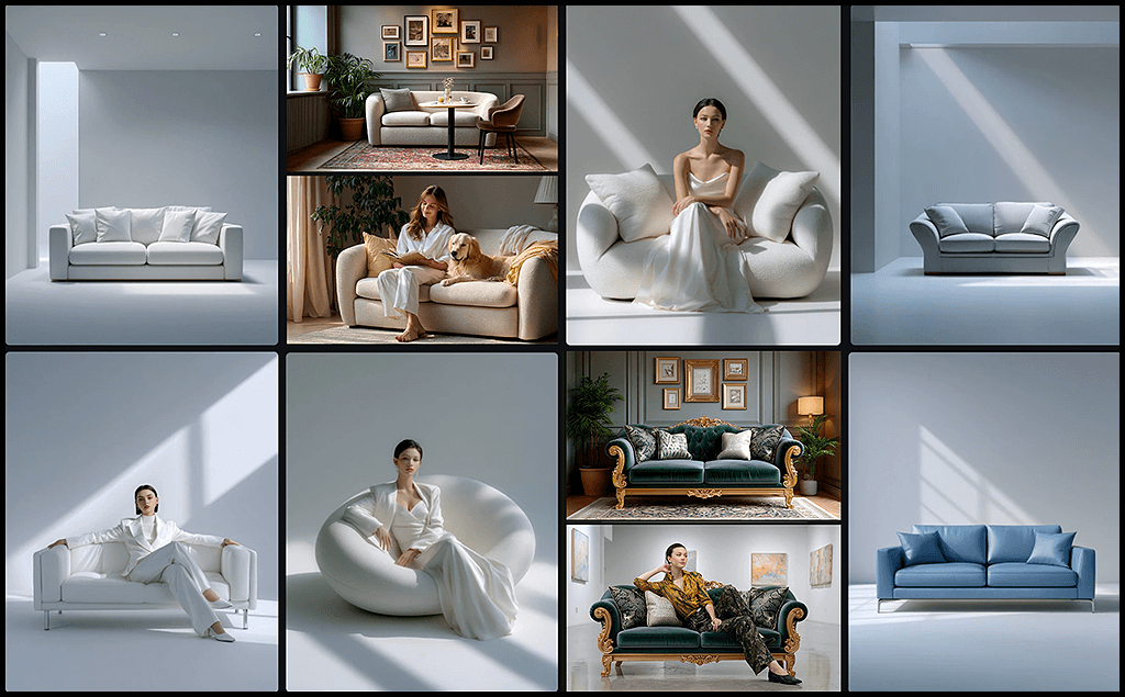 Midjourney OREF, 사물의 형태와 스타일을 유지하며 다양한 공간의 확장 예시 이미지_Midjourney