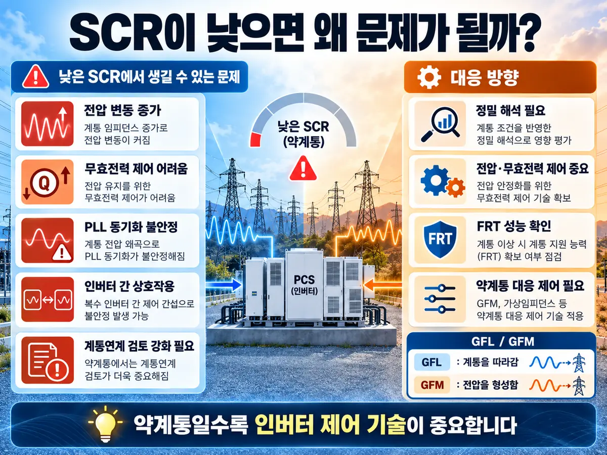 낮은 SCR 약계통에서 발생하는 인버터 제어 문제