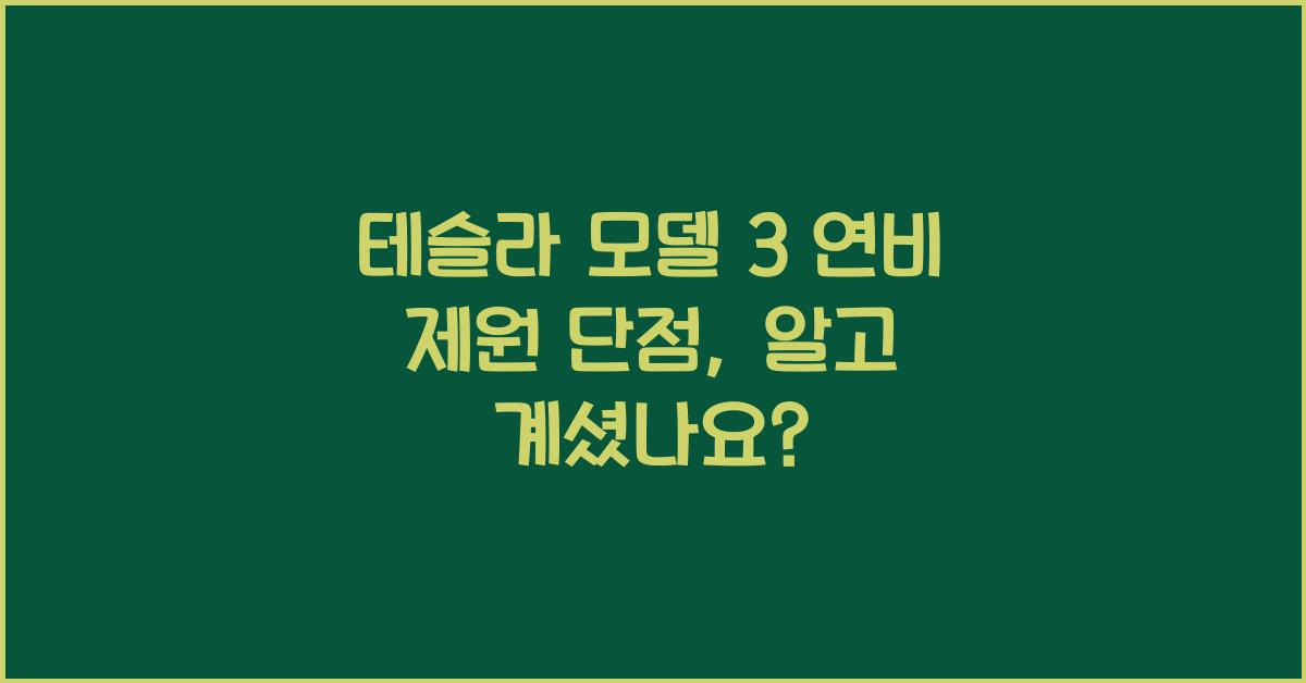 테슬라 모델 3 연비 제원 단점