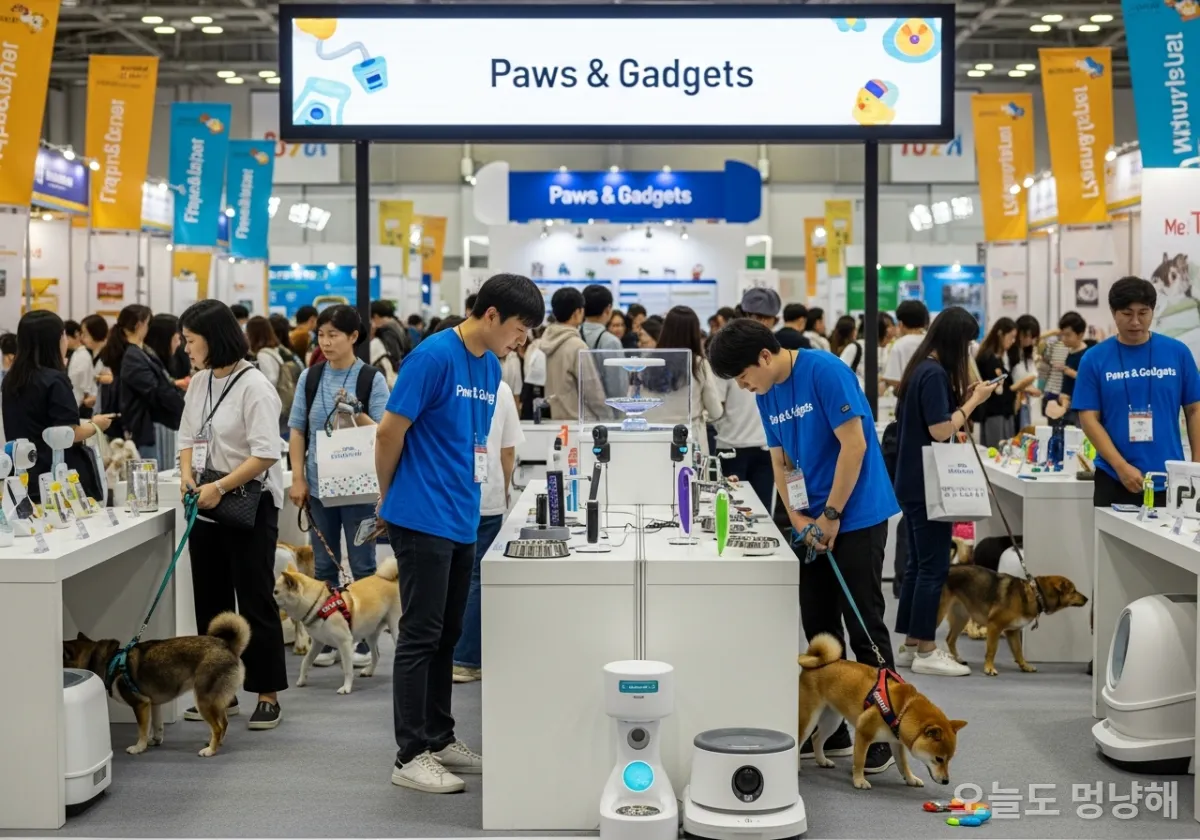 2026 서울 펫페어 전시장의 붐비는 현장과 최신 펫테크 부스