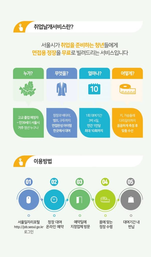 취업날개 서비스 면접 정장 무료 대여