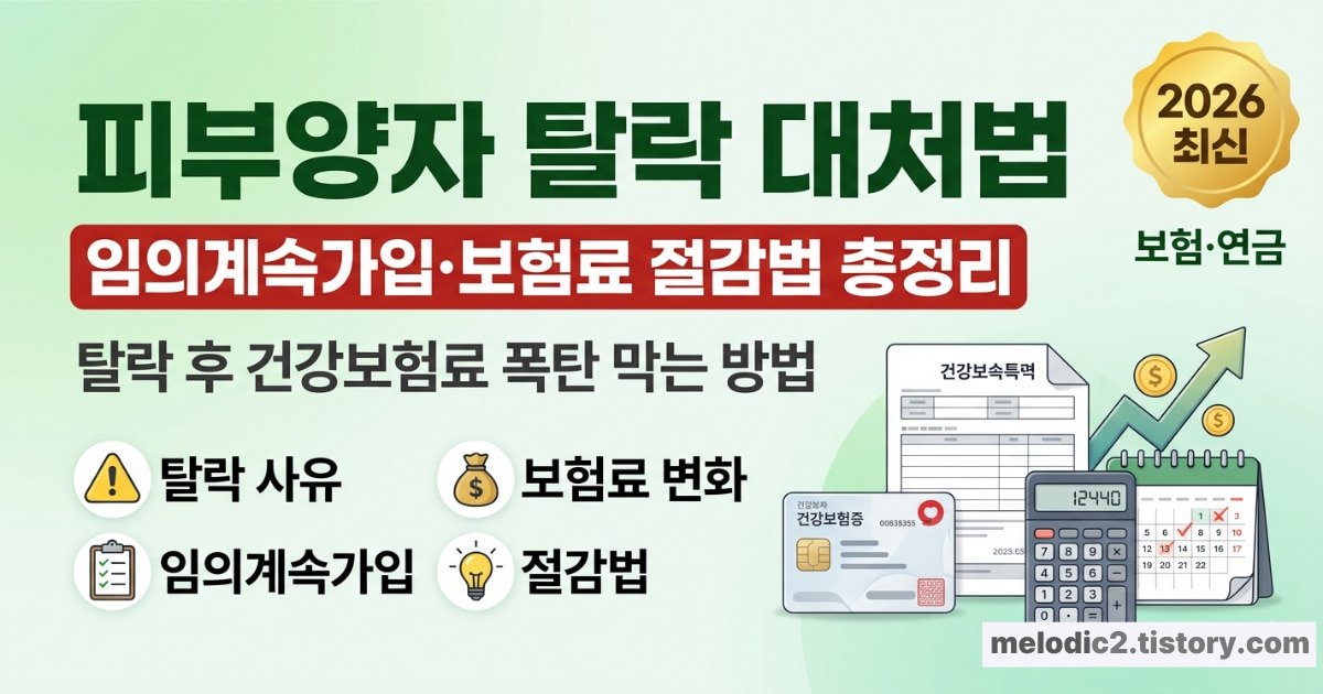건강보험료 피부양자 탈락 후 대처법 임의계속가입 절감법 2026 총정리