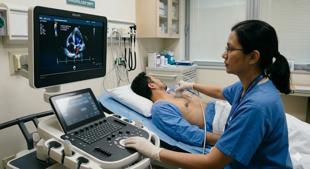 초음파 검사를 받는 모습