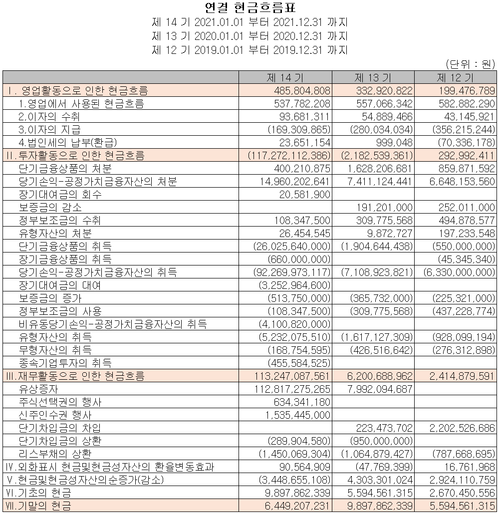 자이언트스텝 - 현금흐름표