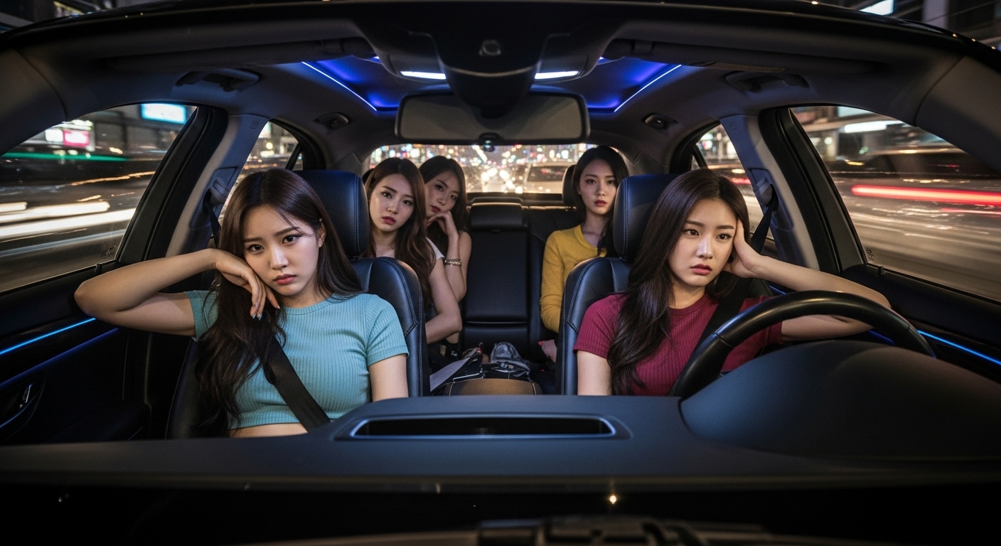 차안에서 찌푸리는 여자들