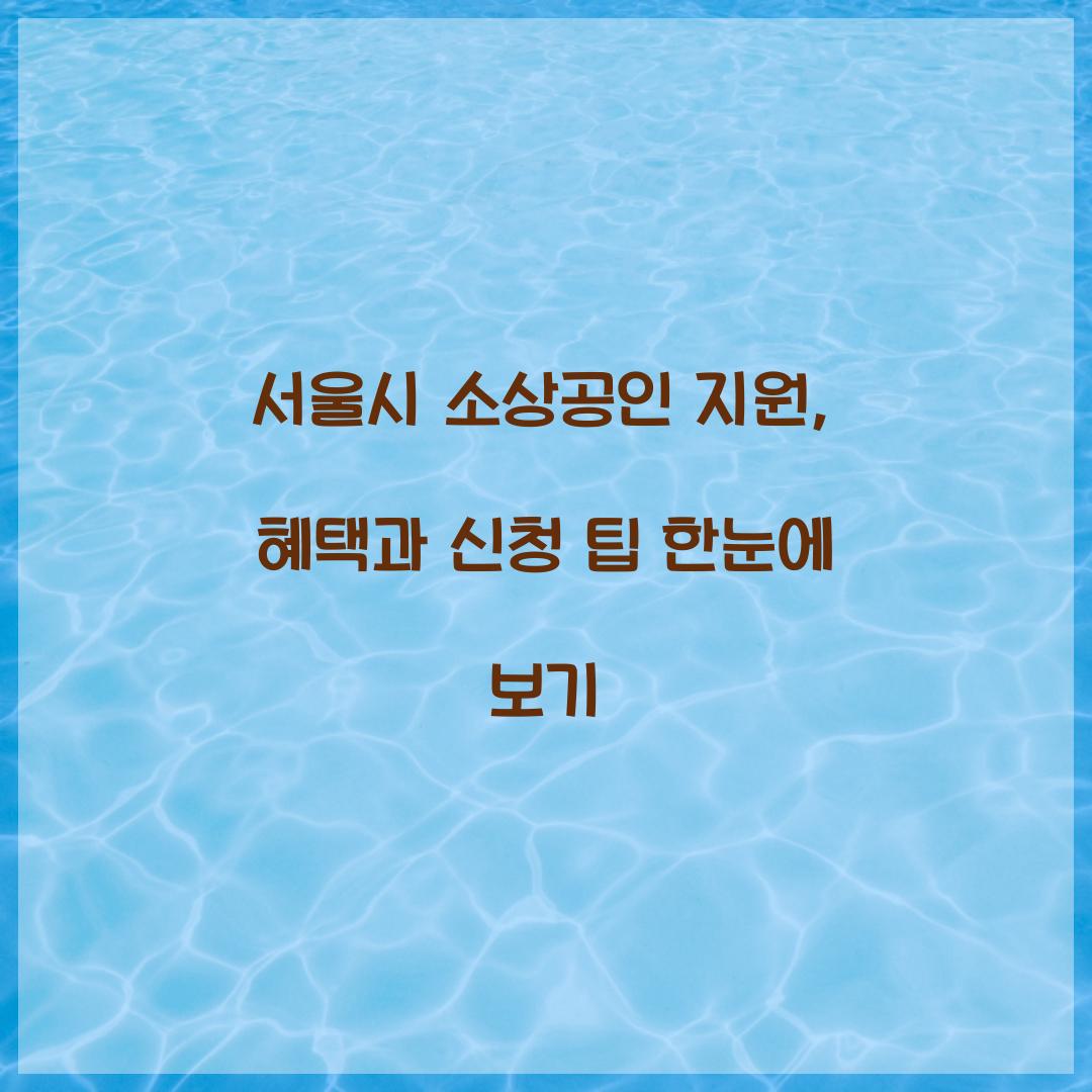 서울시 소상공인 지원