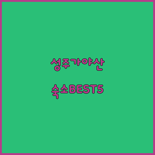 성주 1박 2일 여행 가기 좋은 가야..