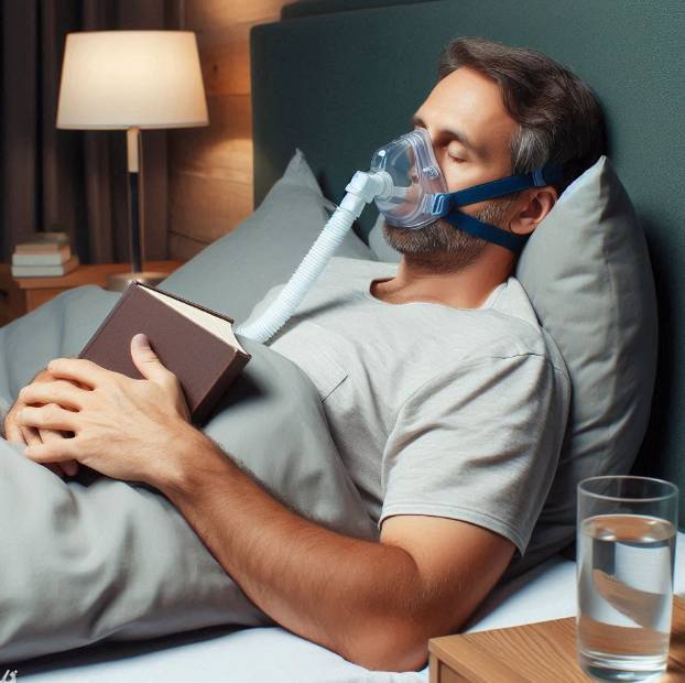 양압기를 사용해 잠을 자고 있는 남성