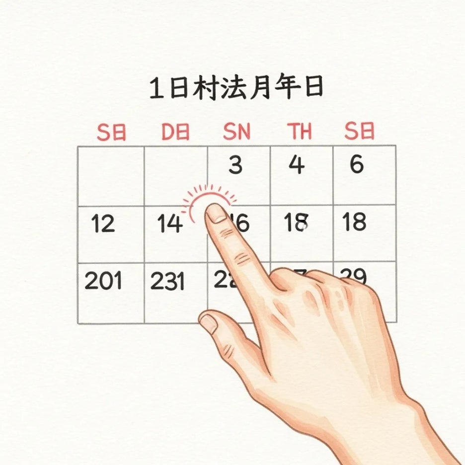 손가락으로 달력 날짜를 가리키는 모습