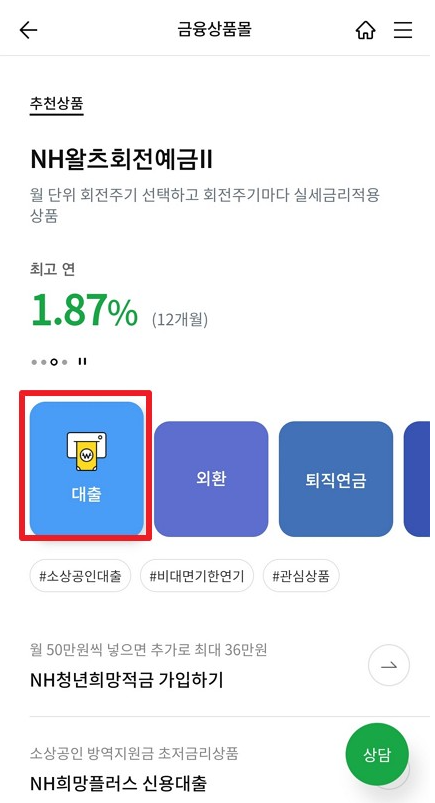 농협 올원 비상금대출