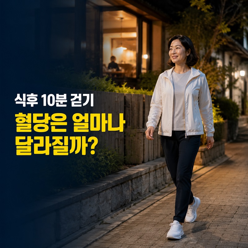 저녁 식사를 마친 뒤 집 근처 산책로를 걷는 중년 여성